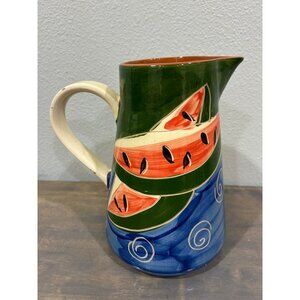 Studio Nova Portugal Pottery Pitcher Watermelon and Pineapple Design